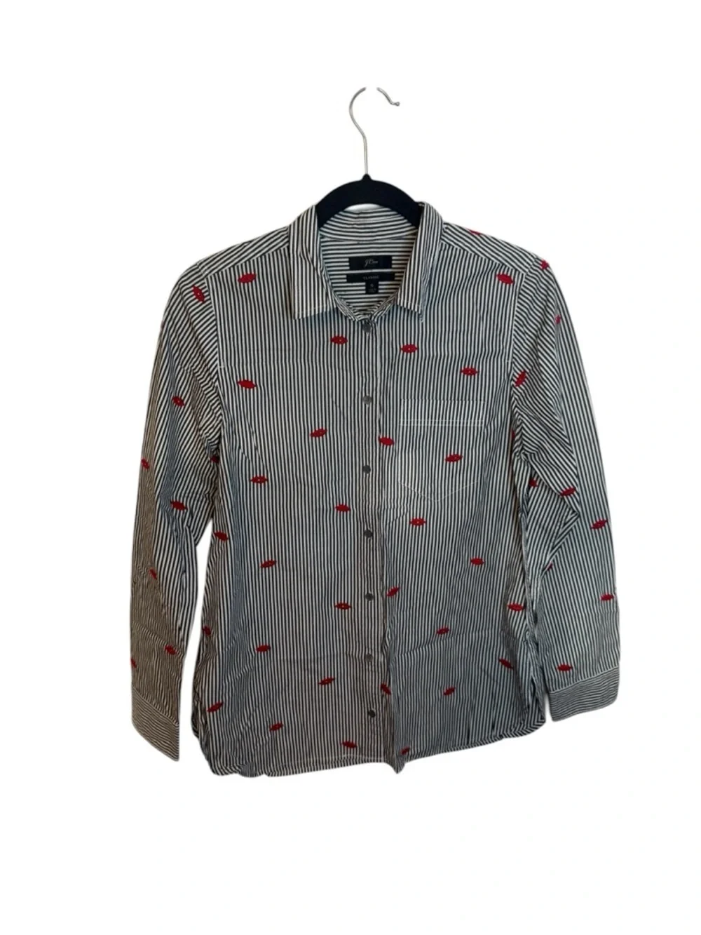J.Crew Embroidered Kisses Classic Fit Boy Shirt